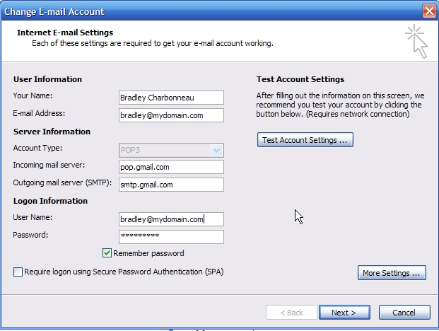 outlook settings