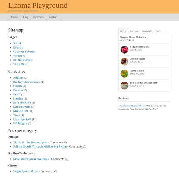Pages, categories and posts per category.